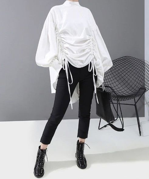 Drawstring Ruched Volume Blouse
